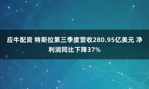 应牛配资 特斯拉第三季度营收280.95亿美元 净利润同比下降37%